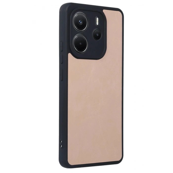 Newface Xiaomi Redmi Note 14 4G Kılıf Aras Deri Kapak - Pudra