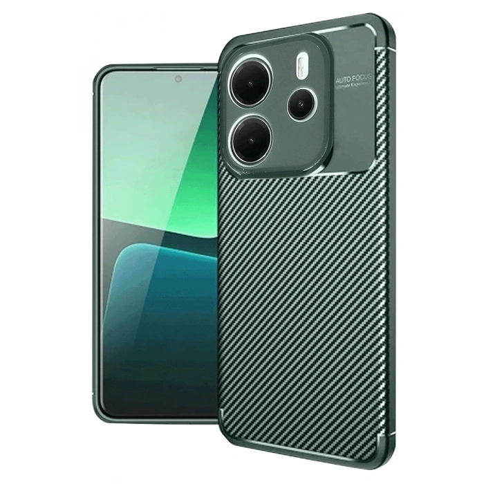 Newface Xiaomi Redmi Note 14 4G Kılıf Auto Focus Karbon Kapak - Koyu Yeşil