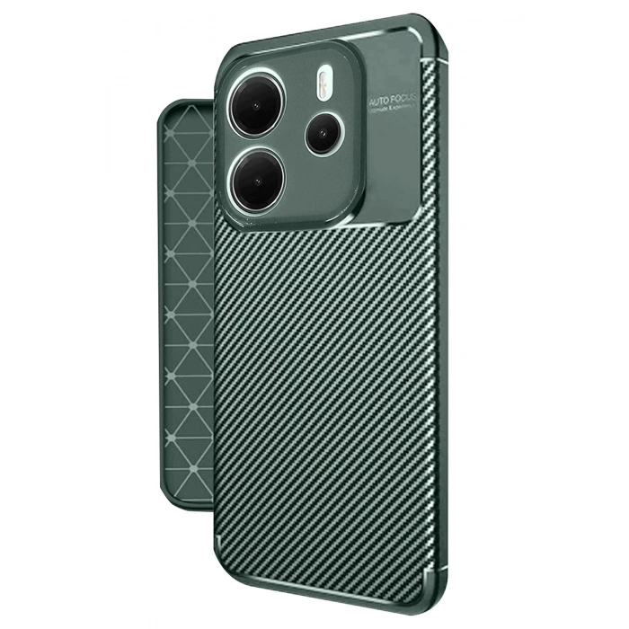 Newface Xiaomi Redmi Note 14 4G Kılıf Auto Focus Karbon Kapak - Koyu Yeşil