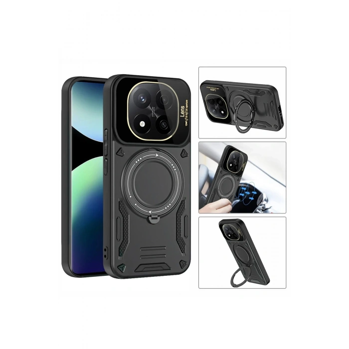 Newface Xiaomi Redmi Note 14 4G Kılıf Joy Lens Standlı Kapak - Kırmızı