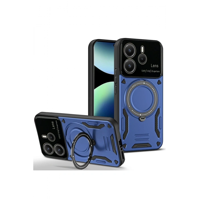 Newface Xiaomi Redmi Note 14 4G Kılıf Joy Lens Standlı Kapak - Lacivert