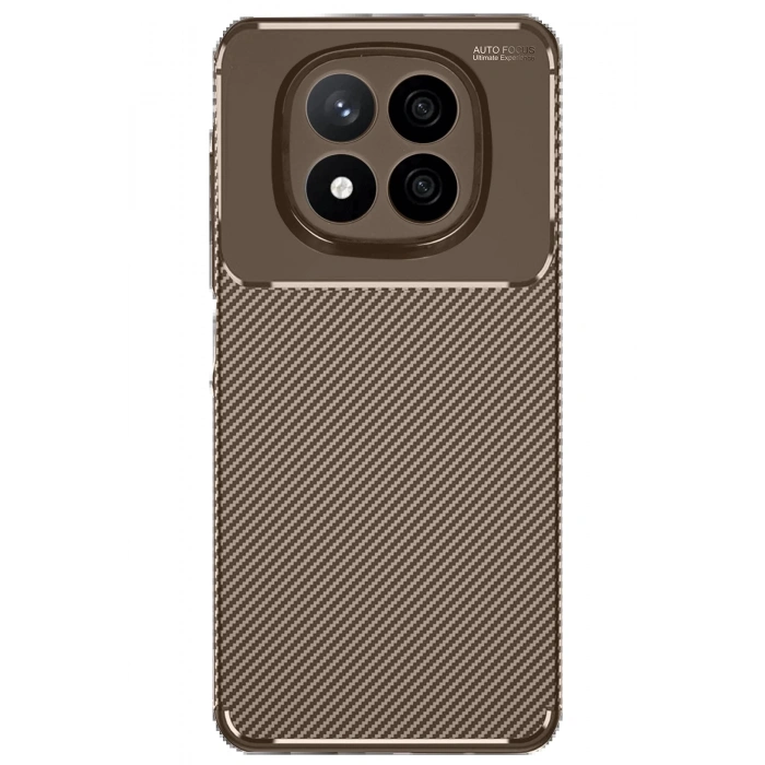 Newface Xiaomi Redmi Note 14 Pro 4G Kılıf Auto Focus Karbon Kapak - Kahverengi