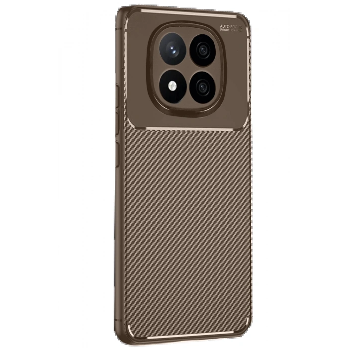 Newface Xiaomi Redmi Note 14 Pro 4G Kılıf Auto Focus Karbon Kapak - Kahverengi