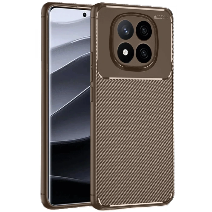Newface Xiaomi Redmi Note 14 Pro 4G Kılıf Auto Focus Karbon Kapak - Kahverengi