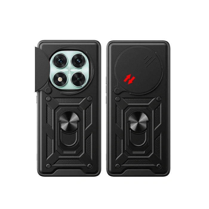 Newface Xiaomi Redmi Note 14 Pro 4G Kılıf Pars Lens Yüzüklü Silikon - Siyah