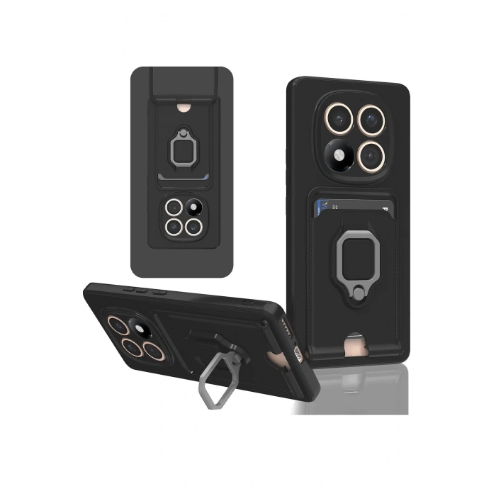 Newface Xiaomi Redmi Note 14 Pro 4G Kılıf Zuma Kartvizitli Yüzüklü Silikon - Siyah