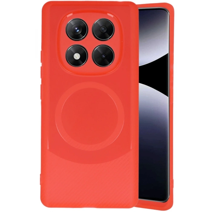 Newface Xiaomi Redmi Note 14 Pro 5G Kılıf Maya Karbon Kapak - Kırmızı