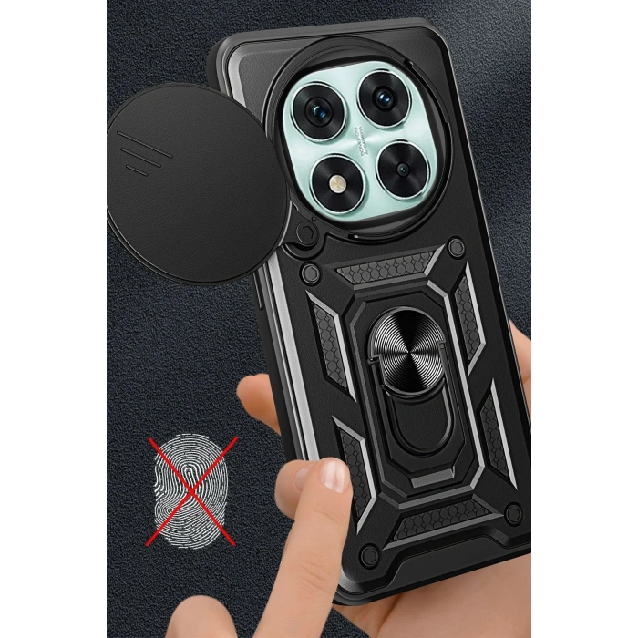 Newface Xiaomi Redmi Note 14 Pro 5G Kılıf Pars Lens Yüzüklü Silikon - Siyah