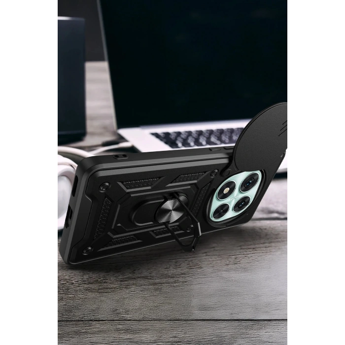 Newface Xiaomi Redmi Note 14 Pro 5G Kılıf Pars Lens Yüzüklü Silikon - Yeşil