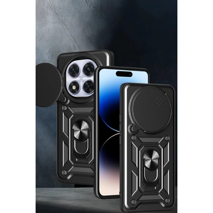 Newface Xiaomi Redmi Note 14 Pro Plus Kılıf Pars Lens Yüzüklü Silikon - Yeşil