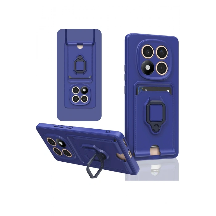 Newface Xiaomi Redmi Note 14 Pro Plus Kılıf Zuma Kartvizitli Yüzüklü Silikon - Lacivert