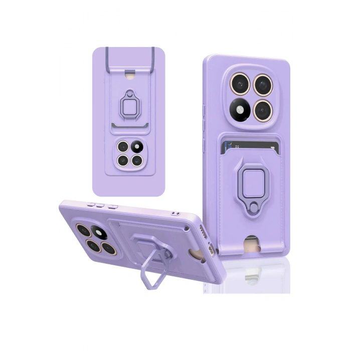 Newface Xiaomi Redmi Note 14 Pro Plus Kılıf Zuma Kartvizitli Yüzüklü Silikon - Lila