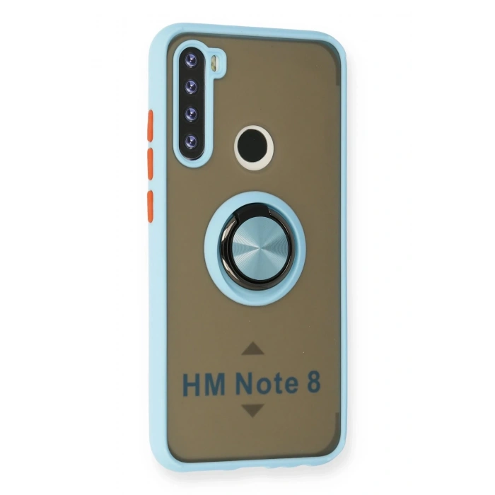 Newface Xiaomi Redmi Note 8 Kılıf Montreal Yüzüklü Silikon Kapak - Buz Mavi