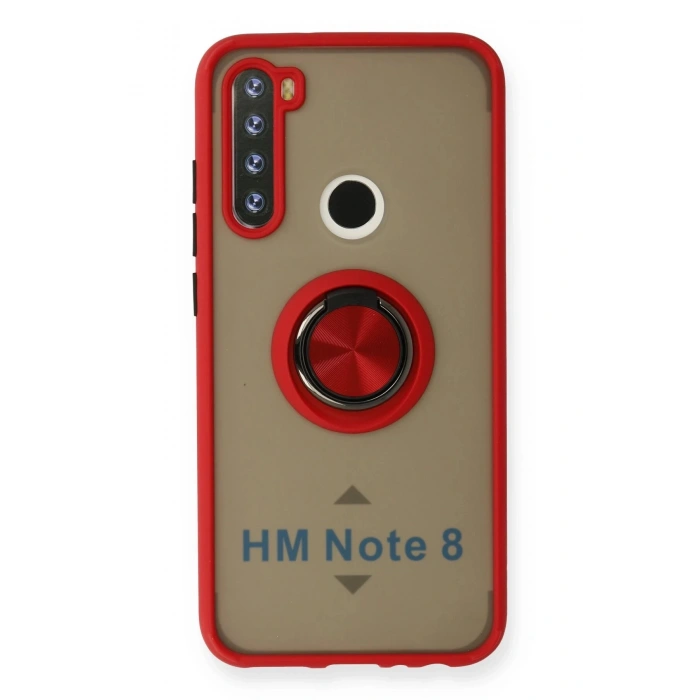 Newface Xiaomi Redmi Note 8 Kılıf Montreal Yüzüklü Silikon Kapak - Kırmızı