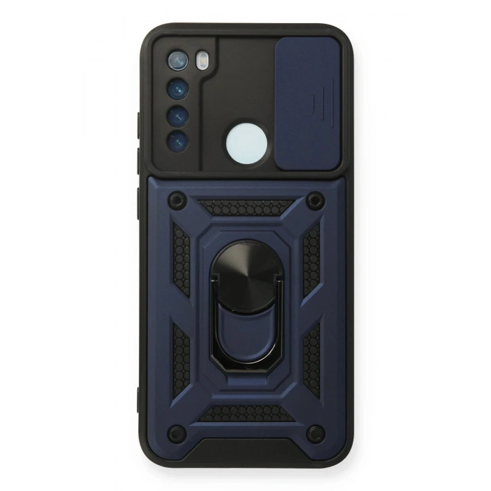 Newface Xiaomi Redmi Note 8 Kılıf Pars Lens Yüzüklü Silikon - Lacivert