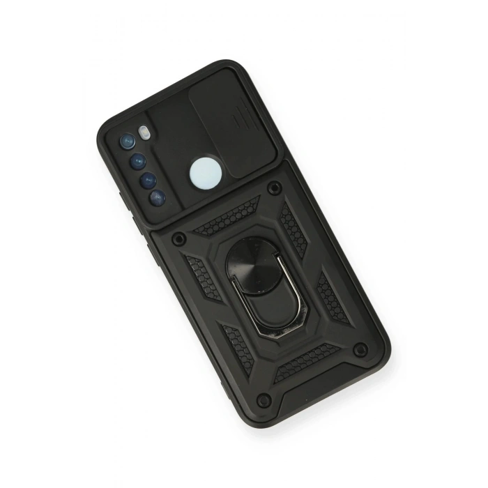 Newface Xiaomi Redmi Note 8 Kılıf Pars Lens Yüzüklü Silikon - Siyah