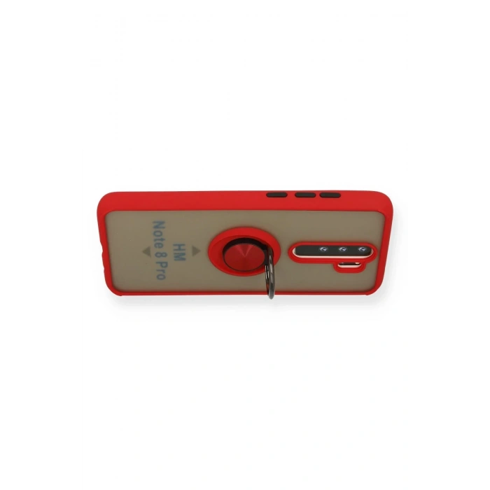 Newface Xiaomi Redmi Note 8 Pro Kılıf Montreal Yüzüklü Silikon Kapak - Kırmızı