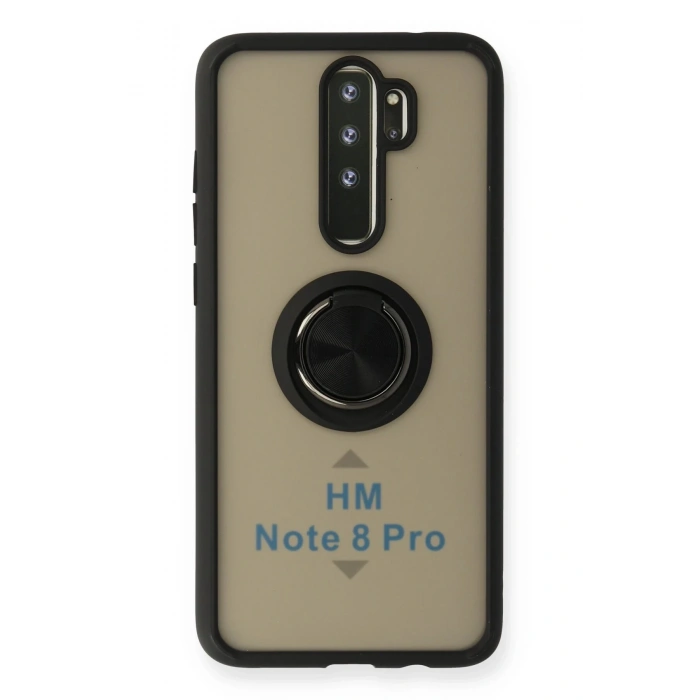 Newface Xiaomi Redmi Note 8 Pro Kılıf Montreal Yüzüklü Silikon Kapak - Siyah