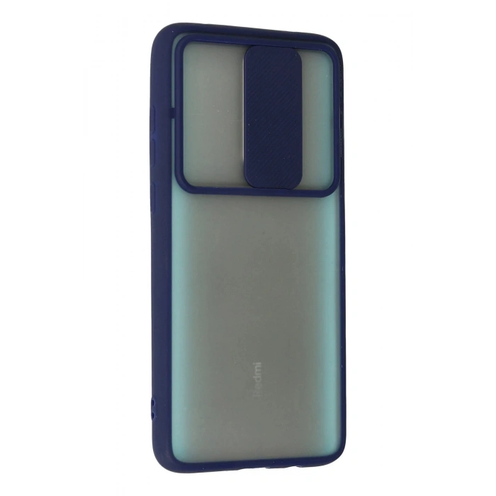 Newface Xiaomi Redmi Note 8 Pro Kılıf Palm Buzlu Kamera Sürgülü Silikon - Lacivert