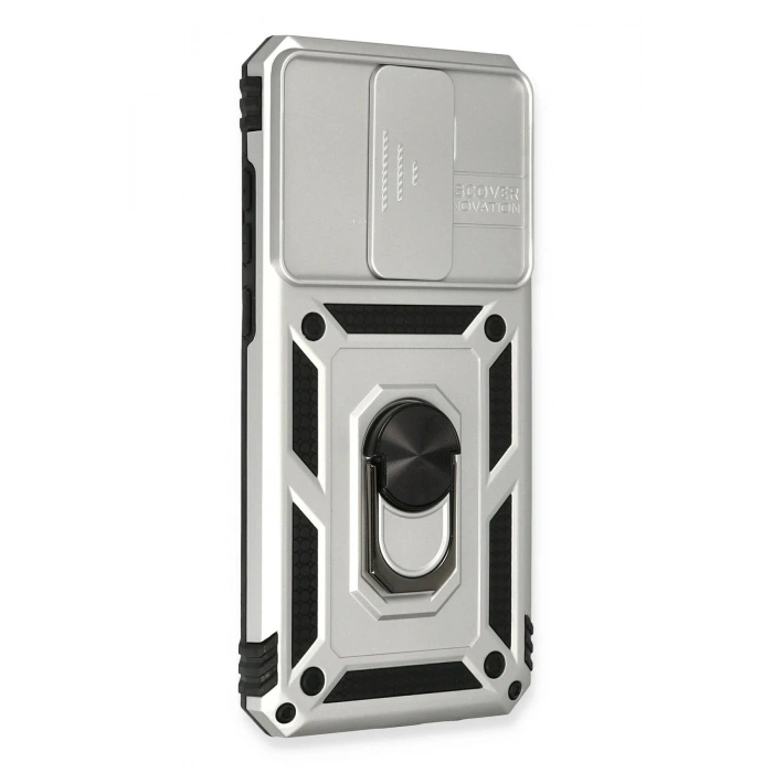 Newface Xiaomi Redmi Note 8 Pro Kılıf Pars Lens Yüzüklü Silikon - Gümüş