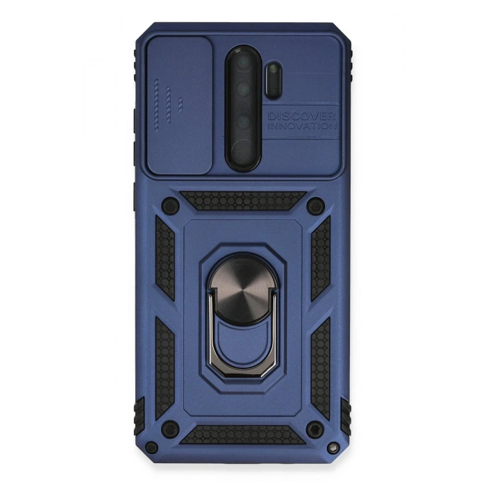 Newface Xiaomi Redmi Note 8 Pro Kılıf Pars Lens Yüzüklü Silikon - Lacivert