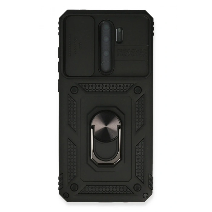 Newface Xiaomi Redmi Note 8 Pro Kılıf Pars Lens Yüzüklü Silikon - Siyah