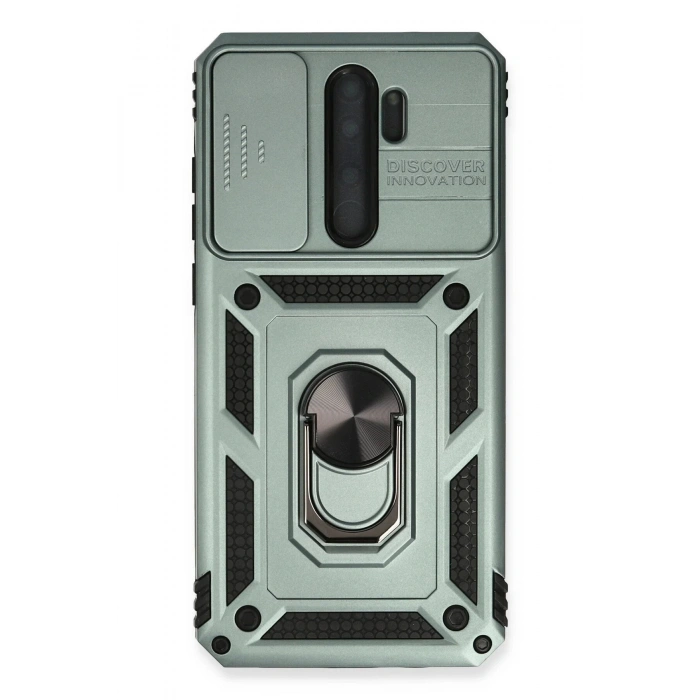 Newface Xiaomi Redmi Note 8 Pro Kılıf Pars Lens Yüzüklü Silikon - Yeşil