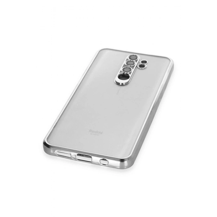 Newface Xiaomi Redmi Note 8 Pro Kılıf Razer Lensli Silikon - Gümüş