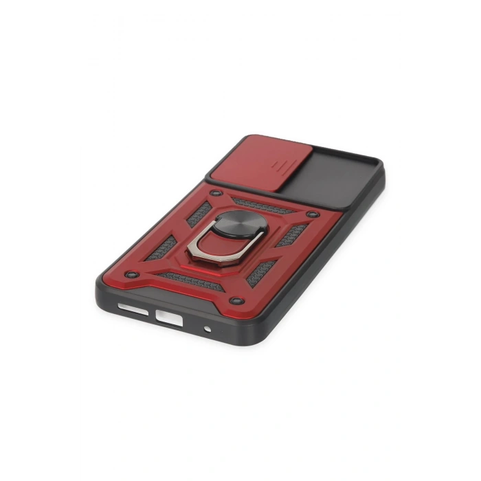 Newface Xiaomi Redmi Note 9 4G Kılıf Pars Lens Yüzüklü Silikon - Kırmızı