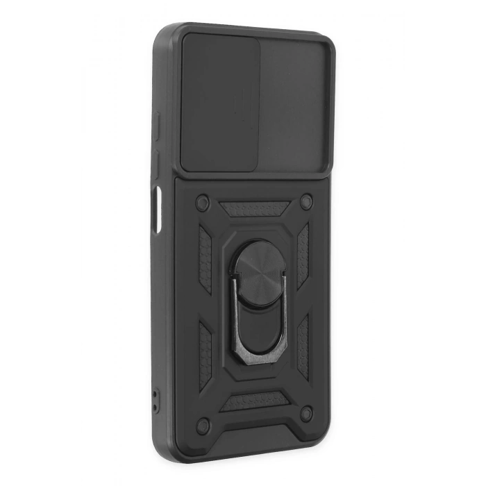 Newface Xiaomi Redmi Note 9 4G Kılıf Pars Lens Yüzüklü Silikon - Siyah