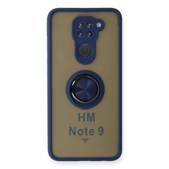 Newface Xiaomi Redmi Note 9 Kılıf Montreal Yüzüklü Silikon Kapak - Lacivert