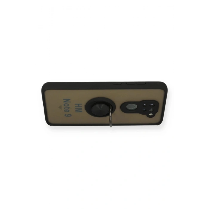 Newface Xiaomi Redmi Note 9 Kılıf Montreal Yüzüklü Silikon Kapak - Siyah