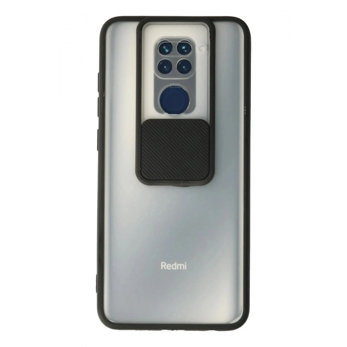 Newface Xiaomi Redmi Note 9 Kılıf Palm Buzlu Kamera Sürgülü Silikon - Siyah