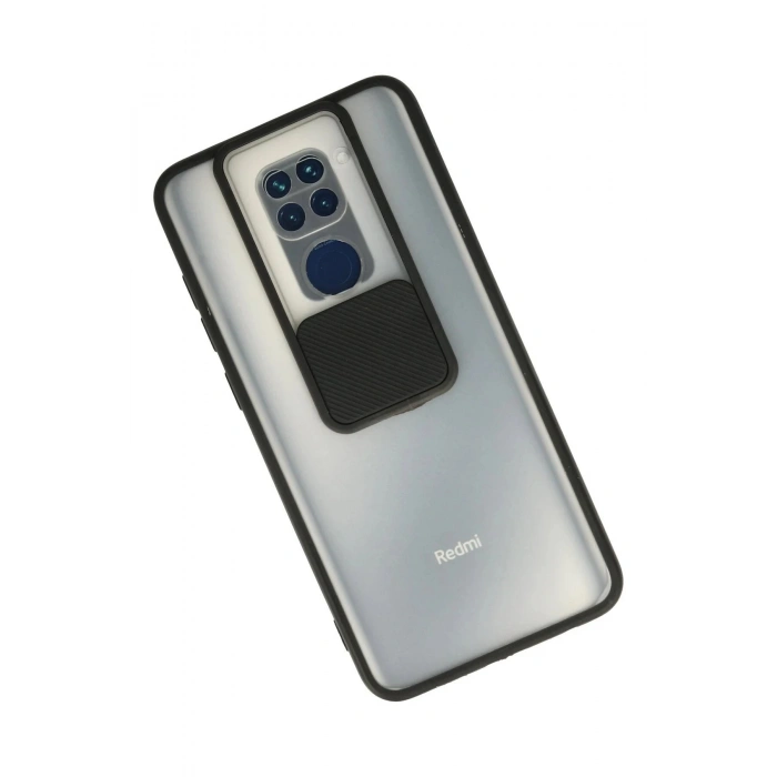 Newface Xiaomi Redmi Note 9 Kılıf Palm Buzlu Kamera Sürgülü Silikon - Siyah