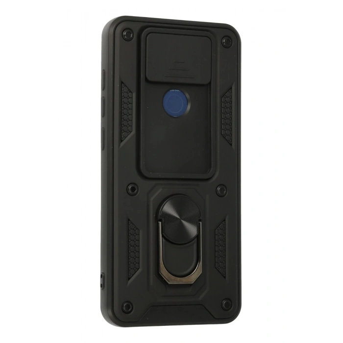 Newface Xiaomi Redmi Note 9 Kılıf Pars Lens Yüzüklü Silikon - Siyah