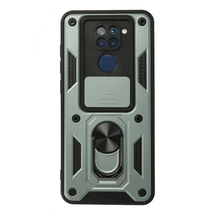 Newface Xiaomi Redmi Note 9 Kılıf Pars Lens Yüzüklü Silikon - Yeşil