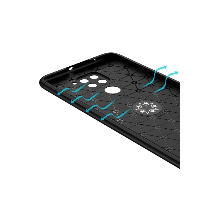 Newface Xiaomi Redmi Note 9 Kılıf Range Yüzüklü Silikon - Siyah-Kırmızı