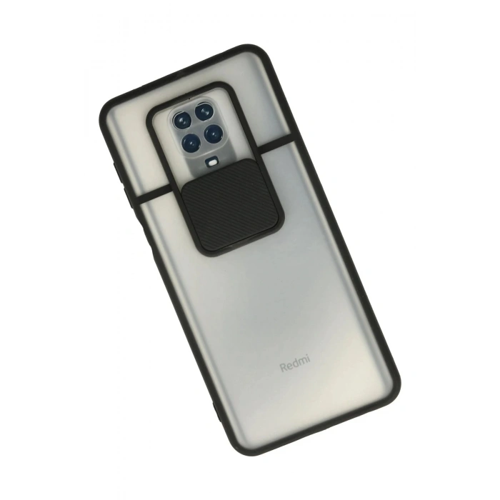 Newface Xiaomi Redmi Note 9 Pro Kılıf Palm Buzlu Kamera Sürgülü Silikon - Siyah