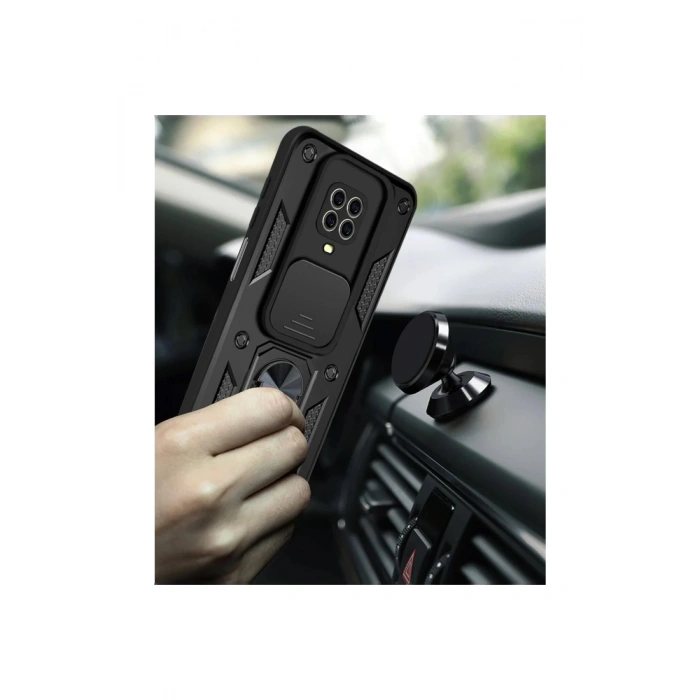 Newface Xiaomi Redmi Note 9 Pro Kılıf Pars Lens Yüzüklü Silikon - Yeşil