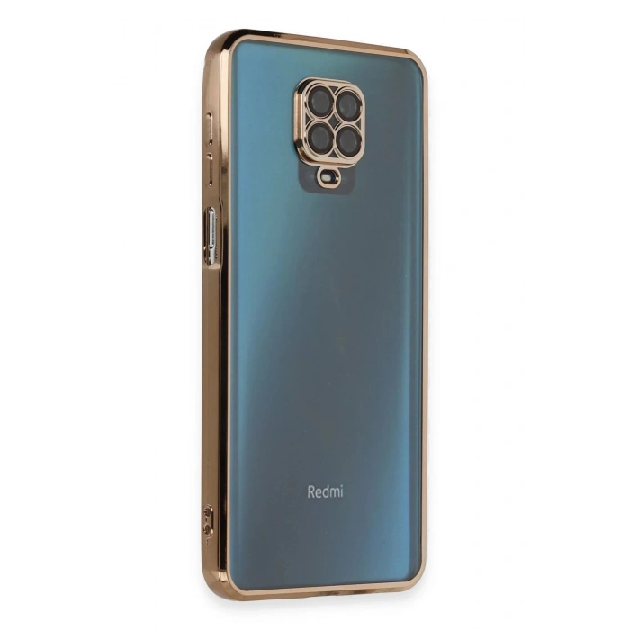 Newface Xiaomi Redmi Note 9 Pro Kılıf Razer Lensli Silikon - Gold