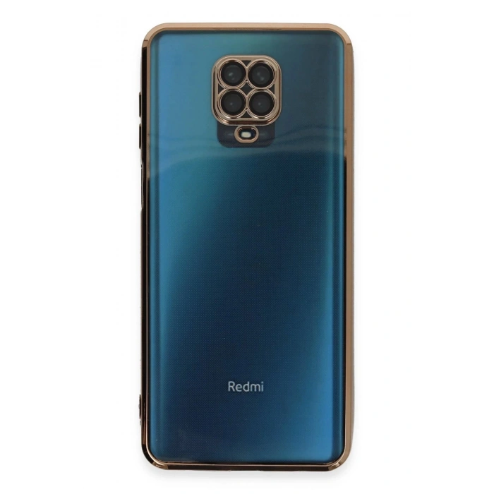 Newface Xiaomi Redmi Note 9 Pro Kılıf Razer Lensli Silikon - Gold