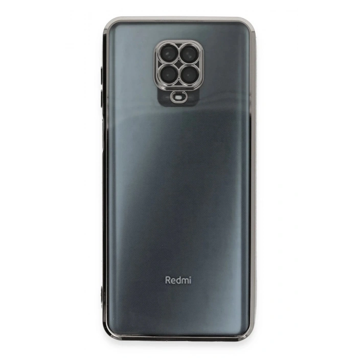 Newface Xiaomi Redmi Note 9 Pro Kılıf Razer Lensli Silikon - Gümüş