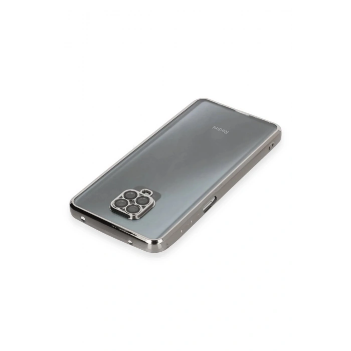 Newface Xiaomi Redmi Note 9 Pro Kılıf Razer Lensli Silikon - Gümüş