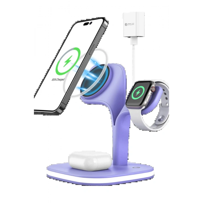 Newface YM-UD22 Kablosuz Şarj Masaüstü Set - Lila
