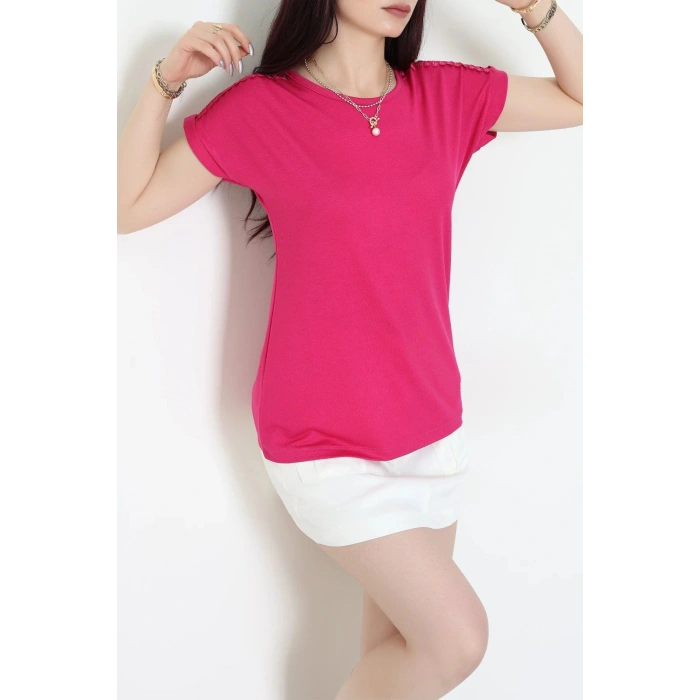 Omuz Dantelli Bluz Pembe - 20766.599.