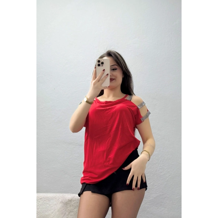 Omuz Dekolteli Bluz Kırmızı - 11273.599.