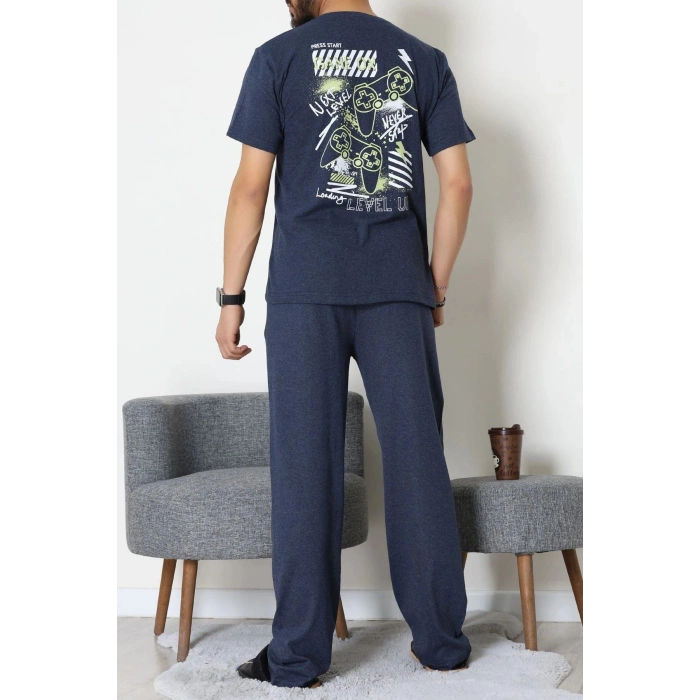 Ön Ve Arka Baskılı Süprem Erkek Pijama Takımı İndigo2 - 70862.1961.