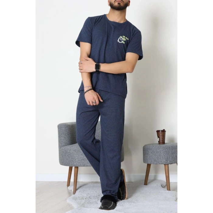 Ön Ve Arka Baskılı Süprem Erkek Pijama Takımı İndigo2 - 70862.1961.
