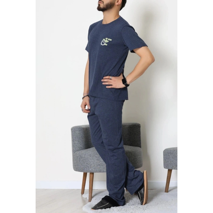 Ön Ve Arka Baskılı Süprem Erkek Pijama Takımı İndigo2 - 70862.1961.