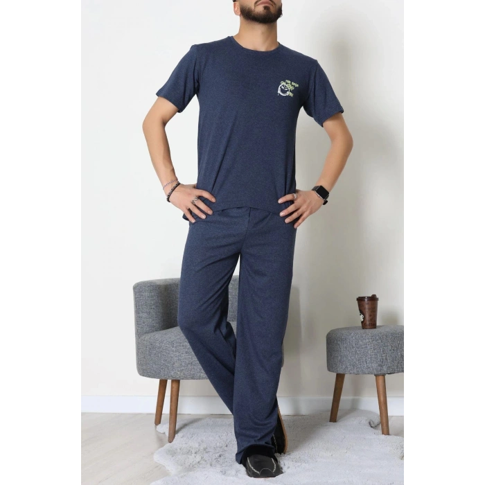 Ön Ve Arka Baskılı Süprem Erkek Pijama Takımı İndigo2 - 70862.1961.